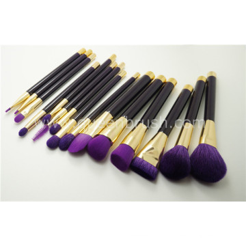 Roxo natural cabelo 15pcs cosméticos maquiagem conjunto de escova